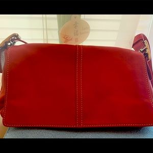 Vintage Coach red handbag crossbody or shoulder .